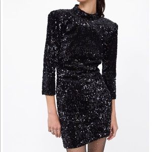 Black Sequin Dress, Open Back